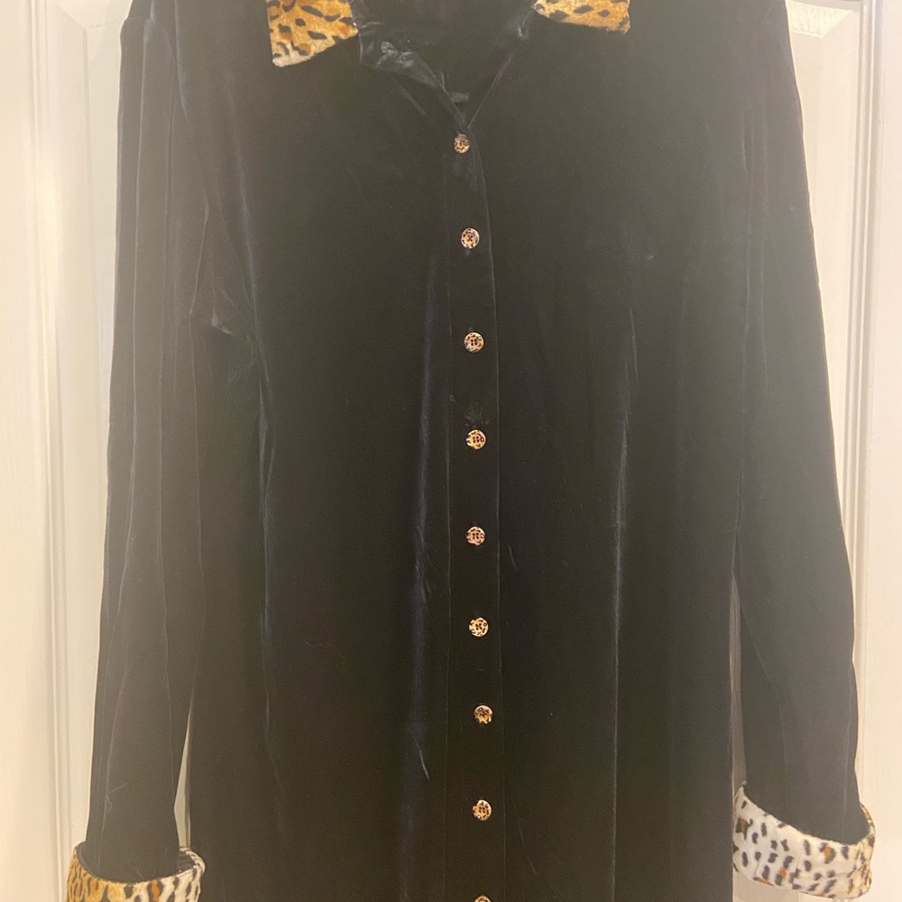 Black Velvet w/animal print accent dress